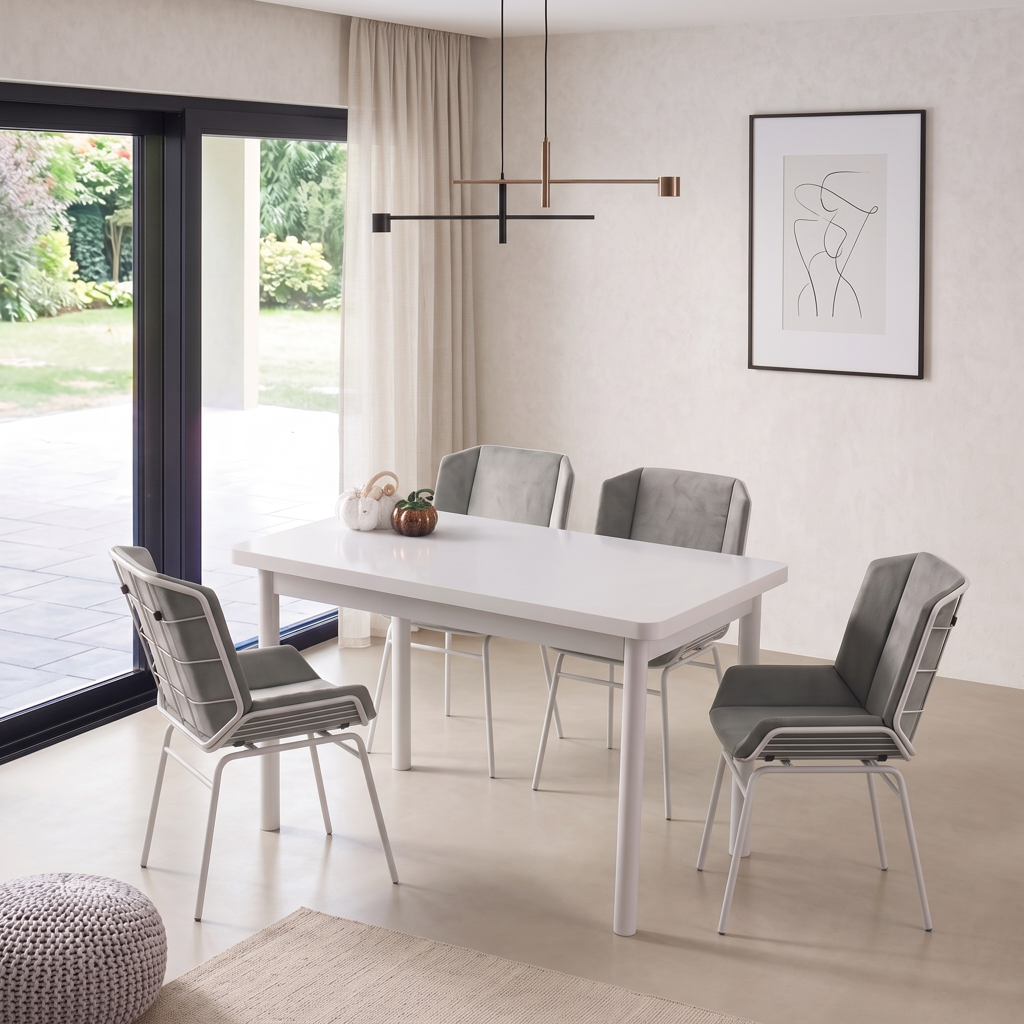 Enzi Masa (120x70) ve Yonca Sandalye Takımı