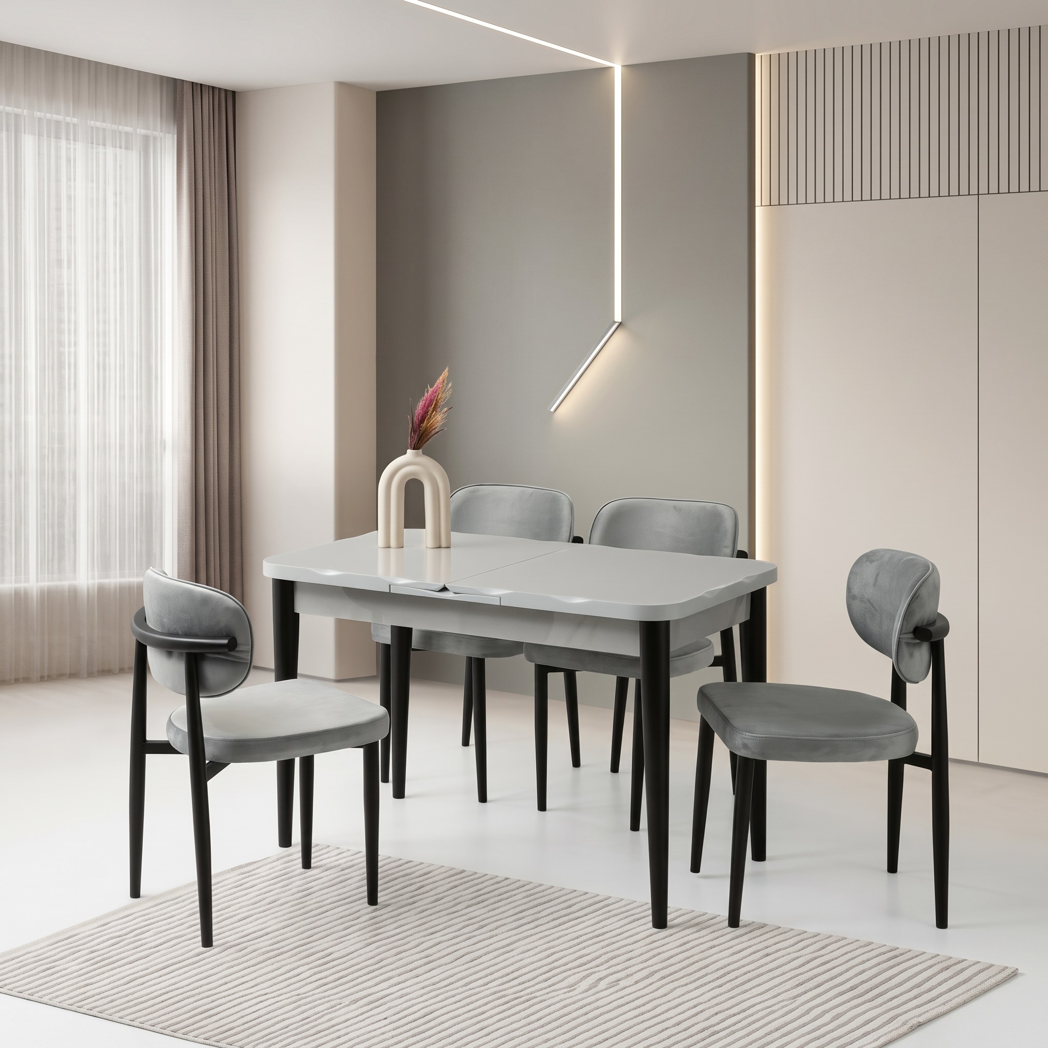 Kelebek Kütük HG Masa 120x70 ve Siesta Sandalye