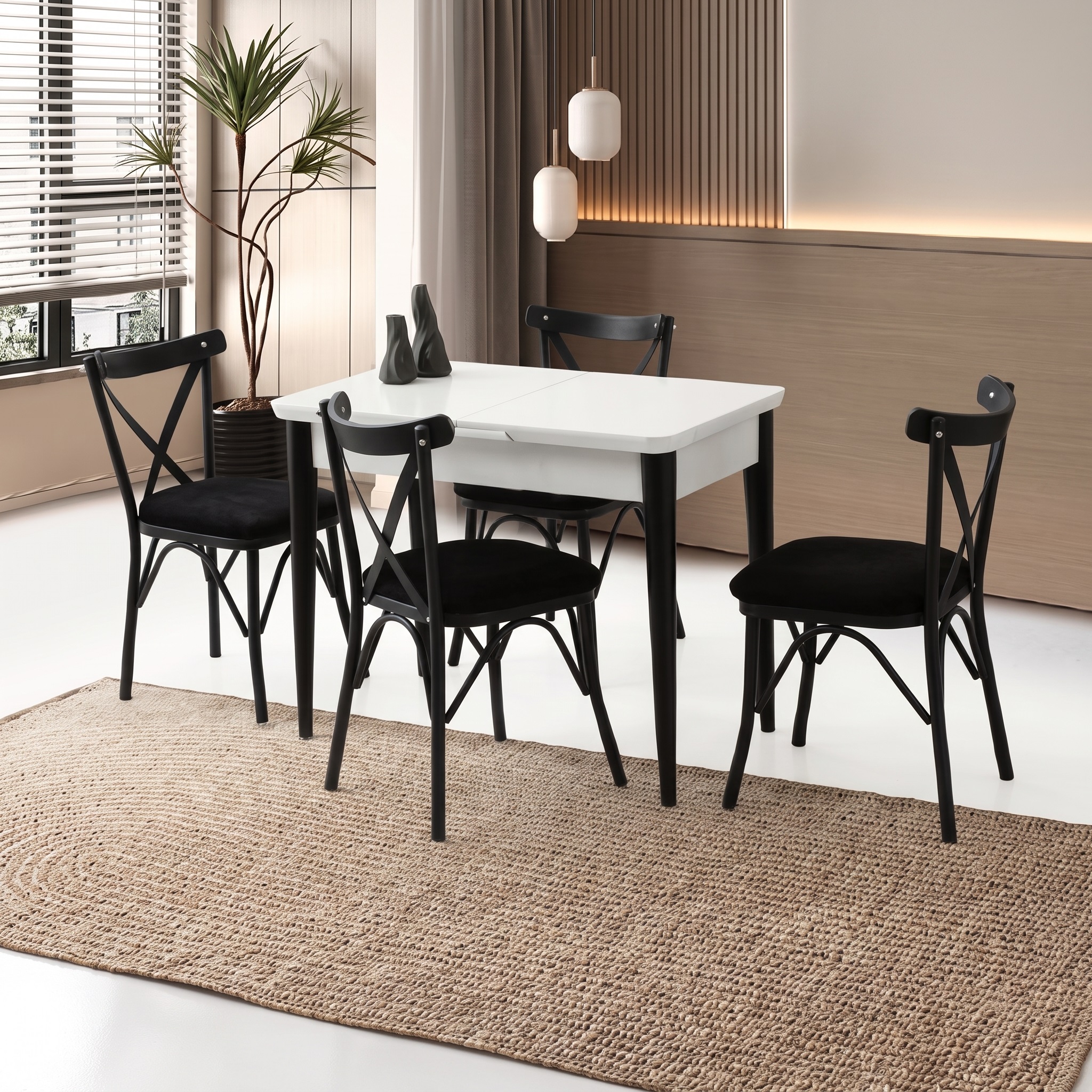 Kelebek Tekno Kenar Masa (100x60) ve Çapraz Sandalye Takımı