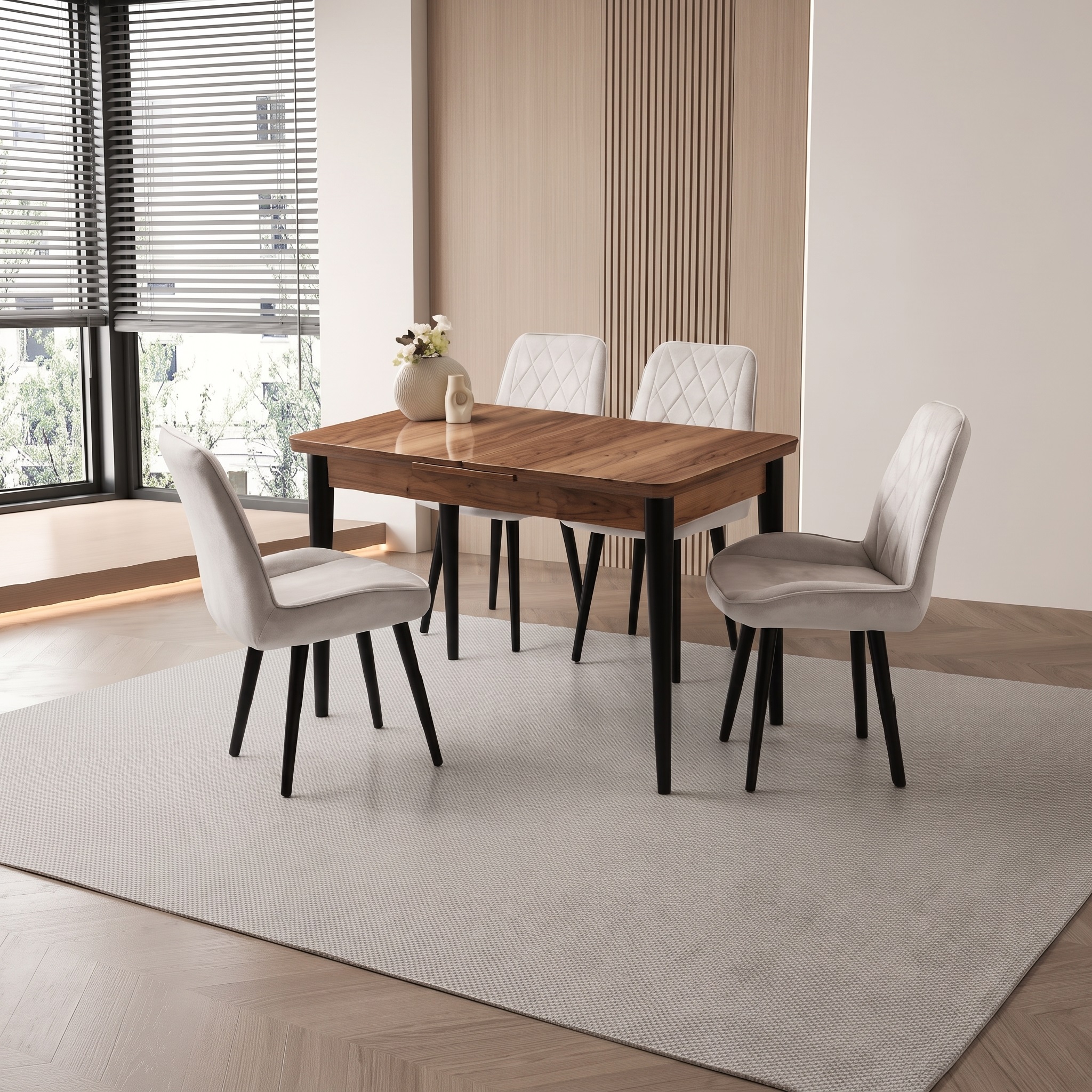 Kelebek Tekno Kenar Masa (120x70) ve Fulya Sandalye Takımı