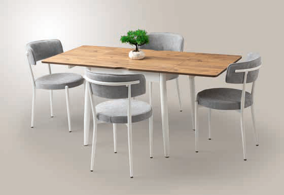 Kıvılcım Masa (80x75) ve Gözde Sandalye Detay