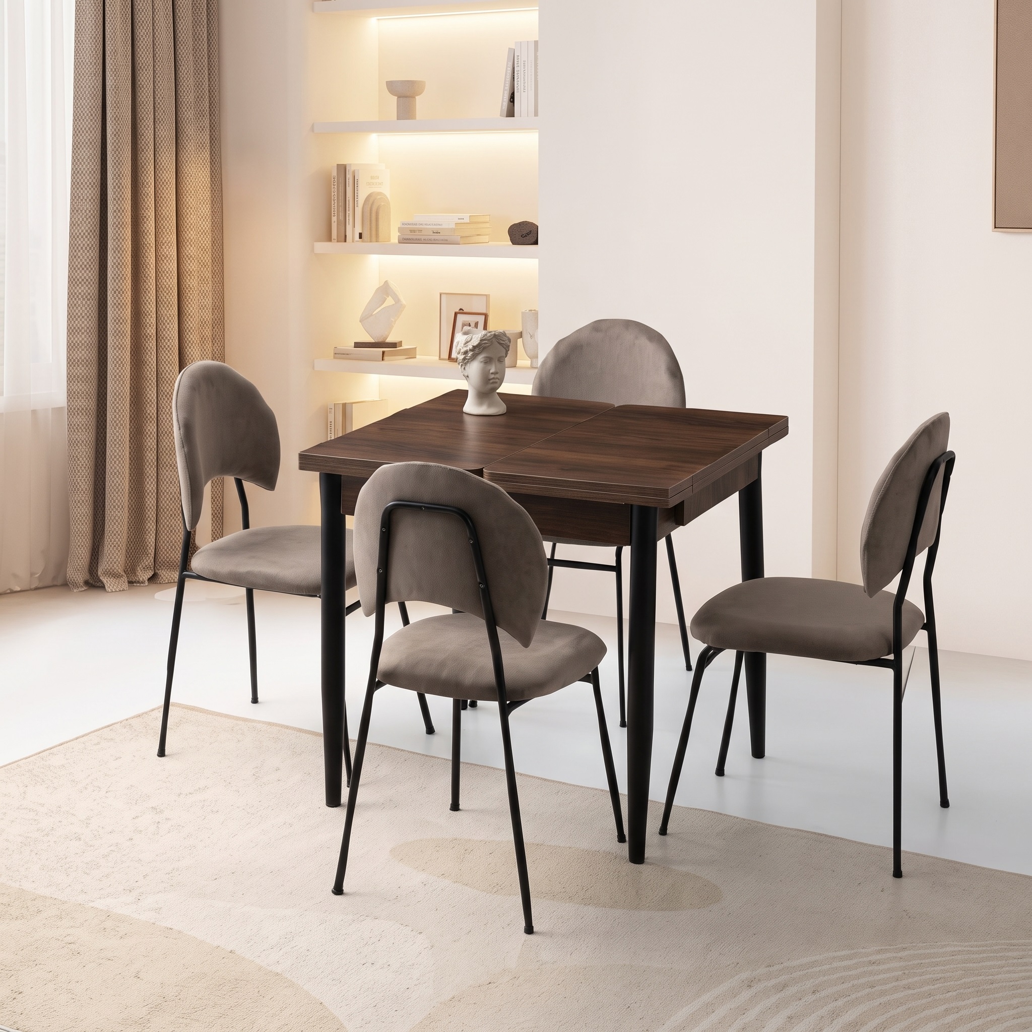Kıvılcım Masa (80x75) ve Suna Sandalye Takımı
