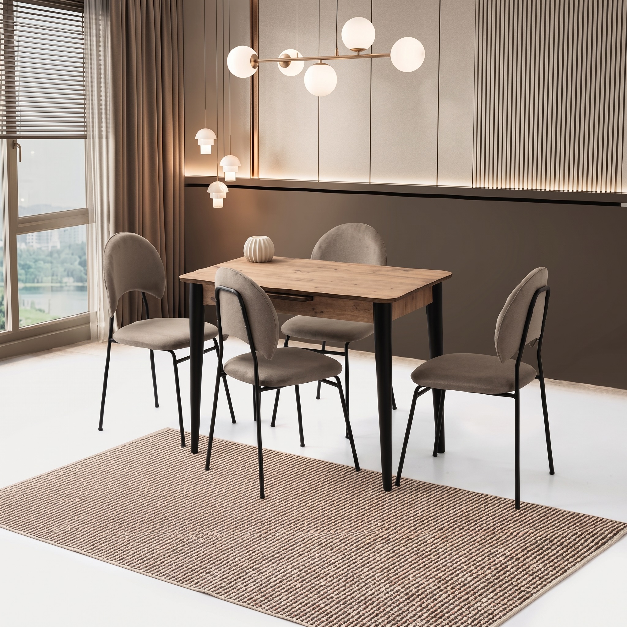 Milano Masa (100x60) ve Suna Sandalye Takımı