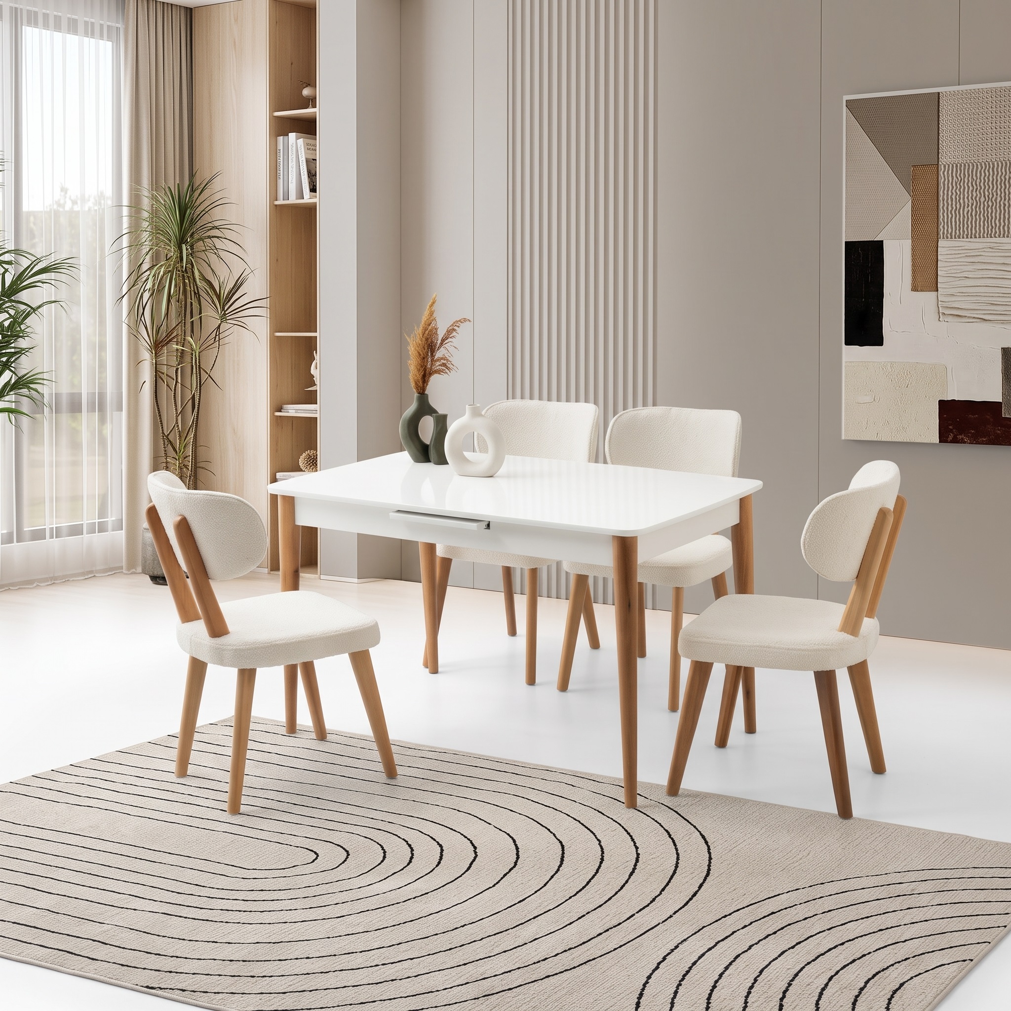 Milano Masa (130+30x80) ve Masal Sandalye Takımı